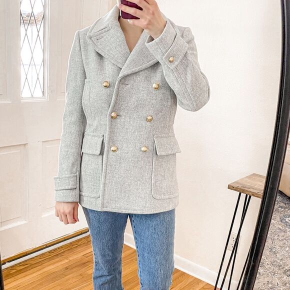 J Crew Stadium Cloth Wool Double Breasted Pea Coat 2 - Picture 10 of 10